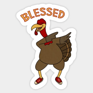 Thanksgiving, Dabbing Turkey Funny Blessed Sticker